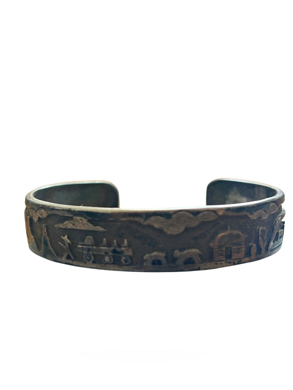 FJ HENRY Navajo storyteller Sterling cuff bracelet